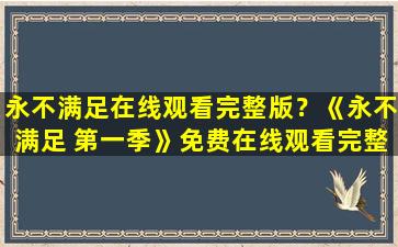 永不满足在线观看完整版？《永不满足 第一季》*完整版高清,求百度网盘资源